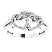 Sterling Silver .05 CTW Natural Diamond Double Heart Ring