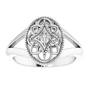 Sterling Silver .025 CT Natural Diamond Ring Size 5