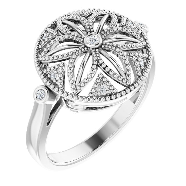 Sterling Silver .05 CTW Natural Diamond Ring Size 6