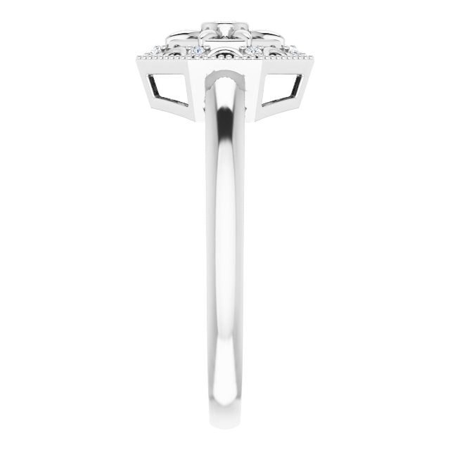 Sterling Silver .05 CTW Natural Diamond Filigree Ring