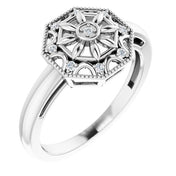 Sterling Silver .05 CTW Natural Diamond Filigree Ring