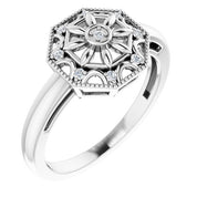 Sterling Silver .05 CTW Natural Diamond Filigree Ring