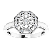Sterling Silver .05 CTW Natural Diamond Filigree Ring