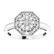 Sterling Silver .05 CTW Natural Diamond Filigree Ring