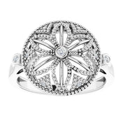 Sterling Silver .05 CTW Natural Diamond Ring Size 7
