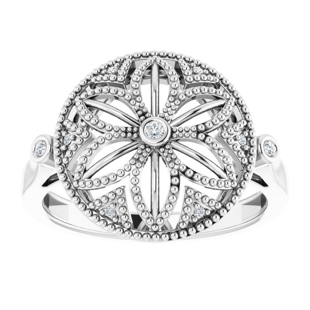 Sterling Silver .05 CTW Natural Diamond Ring Size 6