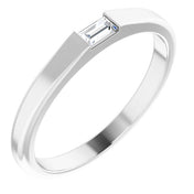 14K White 1/10 CT Natural Diamond Stackable Ring