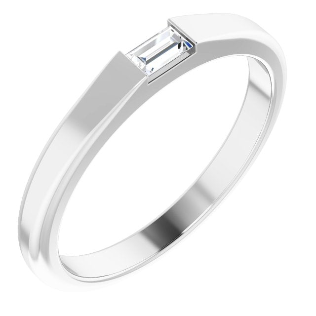 14K White 1/10 CT Natural Diamond Stackable Ring