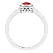 14K White Natural Garnet Ring