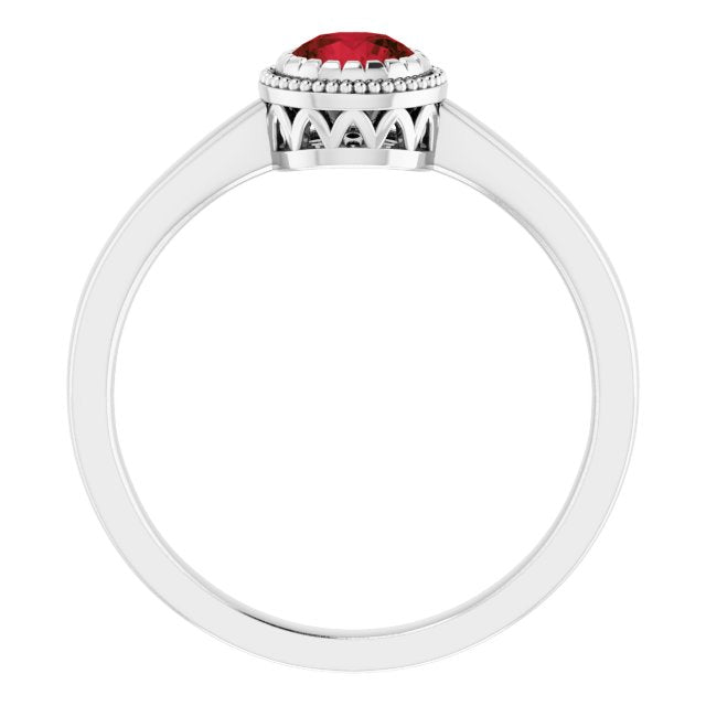 14K White Natural Garnet Ring