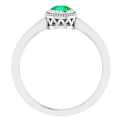 14K White Natural Emerald Ring