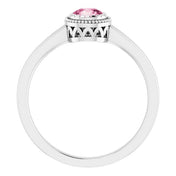 14K White Natural Pink Tourmaline Ring