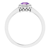 14K White Natural Amethyst Ring