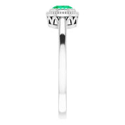 14K White Natural Emerald Ring