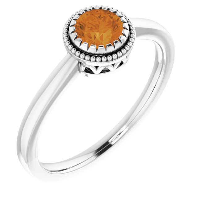 14K White Natural Citrine Ring - Perfect Birthstone Jewelry