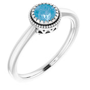 14K White Natural Swiss Blue Topaz Ring