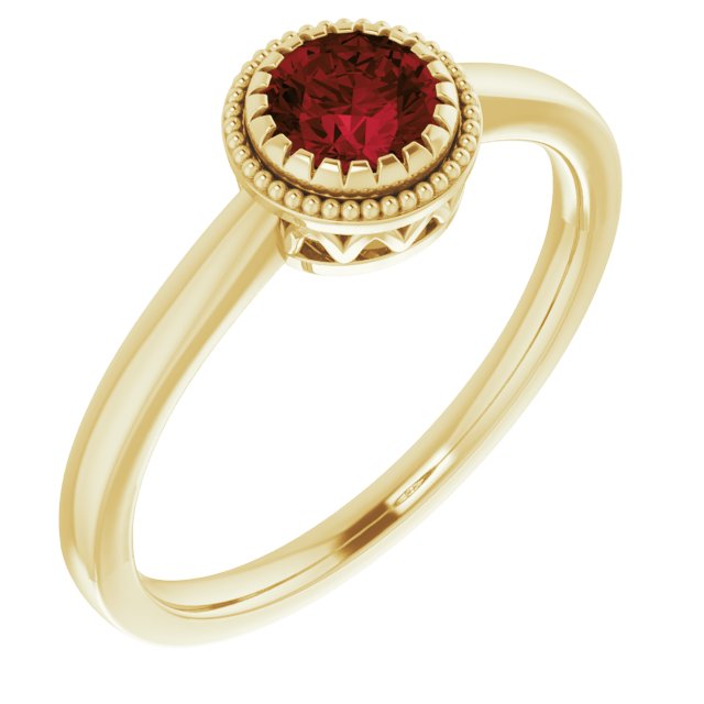 14K Yellow Natural Garnet Ring