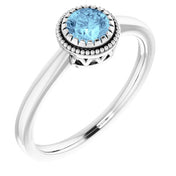 14K White Natural Aquamarine Ring