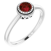 14K White Natural Garnet Ring