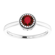 14K White Natural Garnet Ring