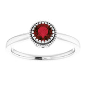 14K White Natural Garnet Ring