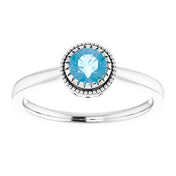 14K White Natural Swiss Blue Topaz Ring