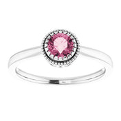 14K White Natural Pink Tourmaline Ring