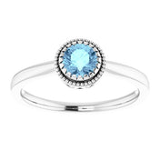 14K White Natural Aquamarine Ring