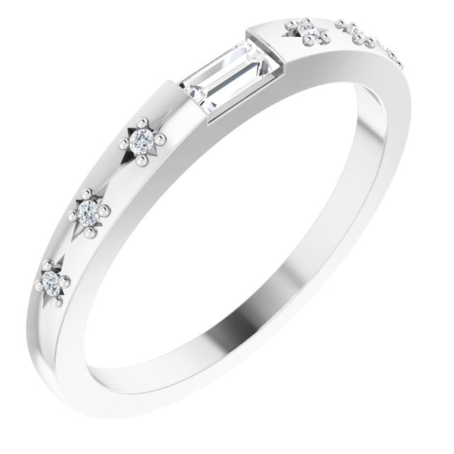 Platinum 1/8 CTW Natural Diamond Stackable Ring