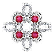 Platinum Natural Ruby & 1/6 CTW Natural Diamond Clover Pendant