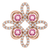 14K Rose Natural Pink Tourmaline & 1/8 CTW Natural Diamond Clover Pendant