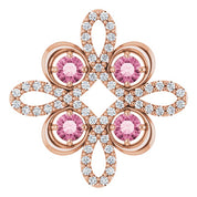 14K Rose Natural Pink Tourmaline & 1/8 CTW Natural Diamond Clover Pendant