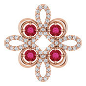 14K Rose Natural Ruby & 1/6 CTW Natural Diamond Clover Pendant