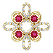 14K Yellow Natural Ruby & 1/6 CTW Natural Diamond Clover Pendant