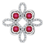 14K White Natural Ruby & 1/6 CTW Natural Diamond Clover Pendant