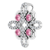 Platinum Natural Pink Tourmaline & 1/6 CTW Natural Diamond Clover Pendant