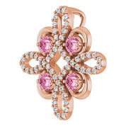14K Rose Natural Pink Tourmaline & 1/8 CTW Natural Diamond Clover Pendant