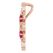 14K Rose Natural Ruby & 1/6 CTW Natural Diamond Clover Pendant