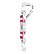 14K White Natural Ruby & 1/6 CTW Natural Diamond Clover Pendant