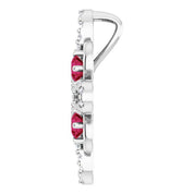 14K White Natural Ruby & 1/6 CTW Natural Diamond Clover Pendant