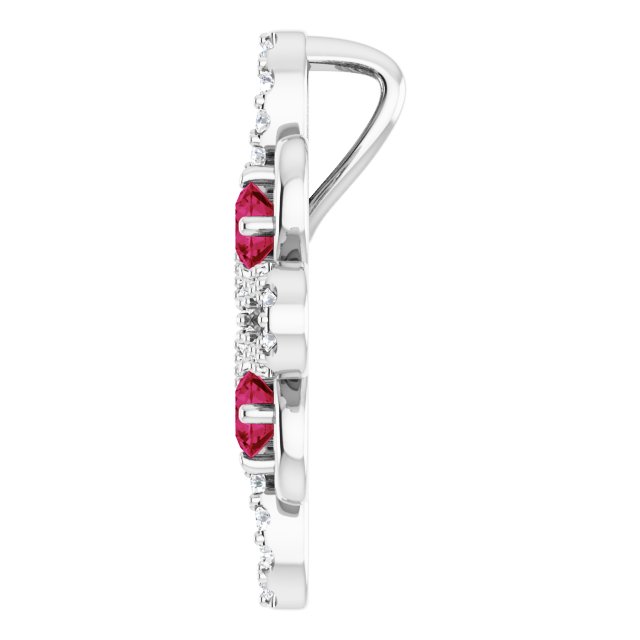 14K White Natural Ruby & 1/6 CTW Natural Diamond Clover Pendant