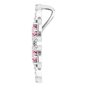 14K White Natural Pink Tourmaline & 1/8 CTW Natural Diamond Clover Pendant