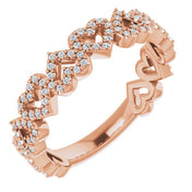 14K Rose 1/3 CTW Natural Diamond Stackable Heart Ring