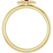 14K Yellow Natural Mozambique Garnet Stackable Evil Eye Ring