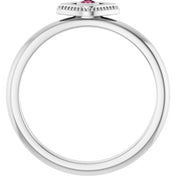 Platinum Natural Pink Tourmaline Stackable Evil Eye Ring