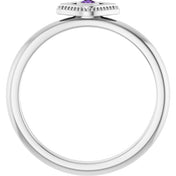 Platinum Natural Amethyst Stackable Evil Eye Ring