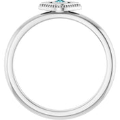 Platinum Natural Blue Zircon Stackable Evil Eye Ring
