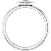 Platinum Natural Aquamarine Stackable Evil Eye Ring