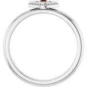 Sterling Silver Natural Mozambique Garnet Stackable Evil Eye Ring