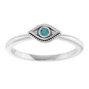 Sterling Silver Natural Alexandrite Stackable Evil Eye Ring